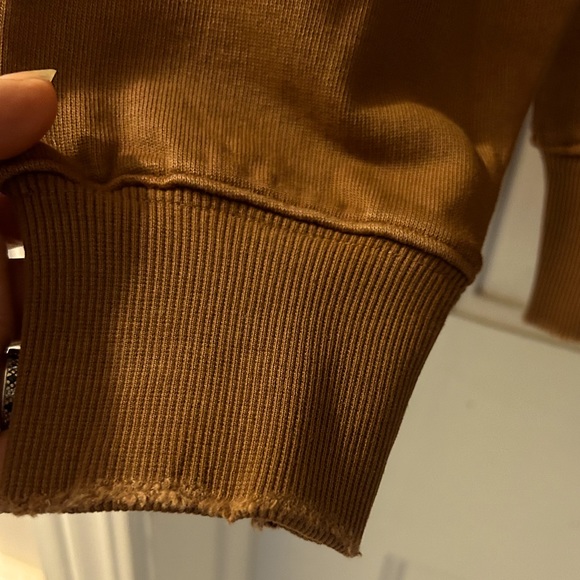 Free People x Sandrine Rose Crew Neck Brown Sweatshirt with deconstructed edges - Picture 7 of 9